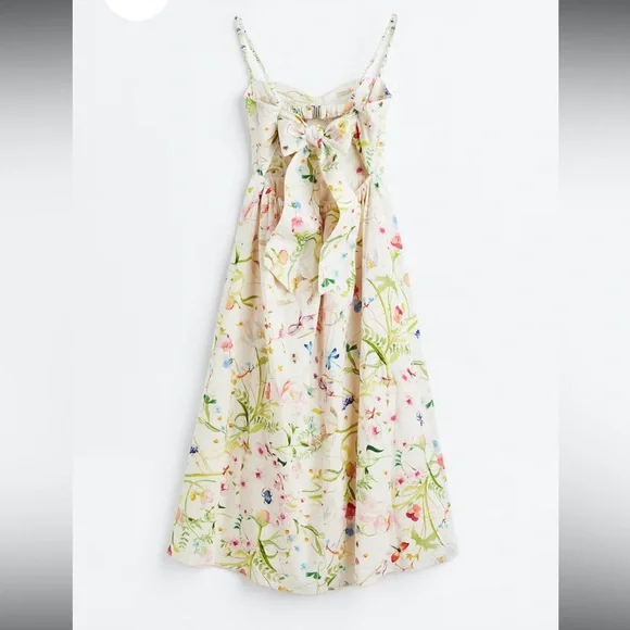 H&M Linen Blend Sweetheart MIDI dress - Picture 2 of 9